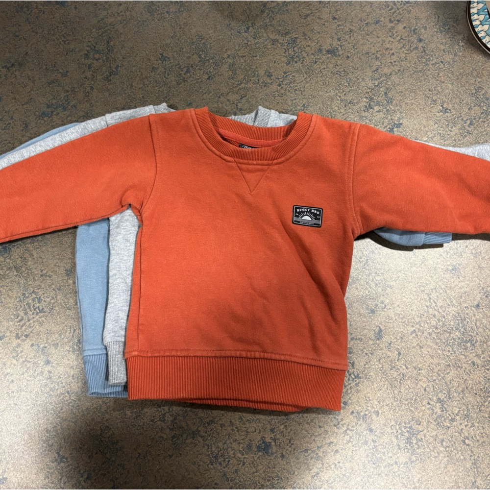 3 Crewneck Sweatshirts for 6-12mo in amazing condition- Binky Bro